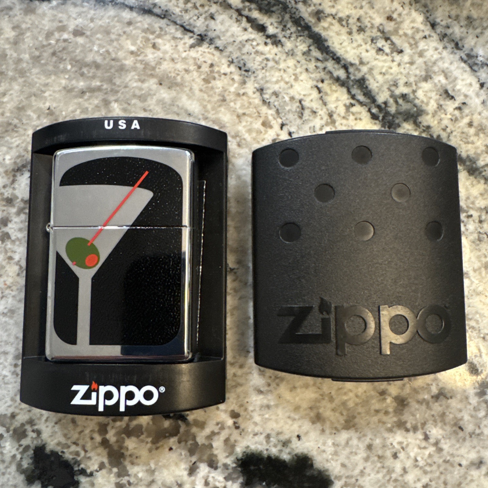 Zippo Martini Glass Lighter – 2004 – NEW UNFIRED – Made in USA