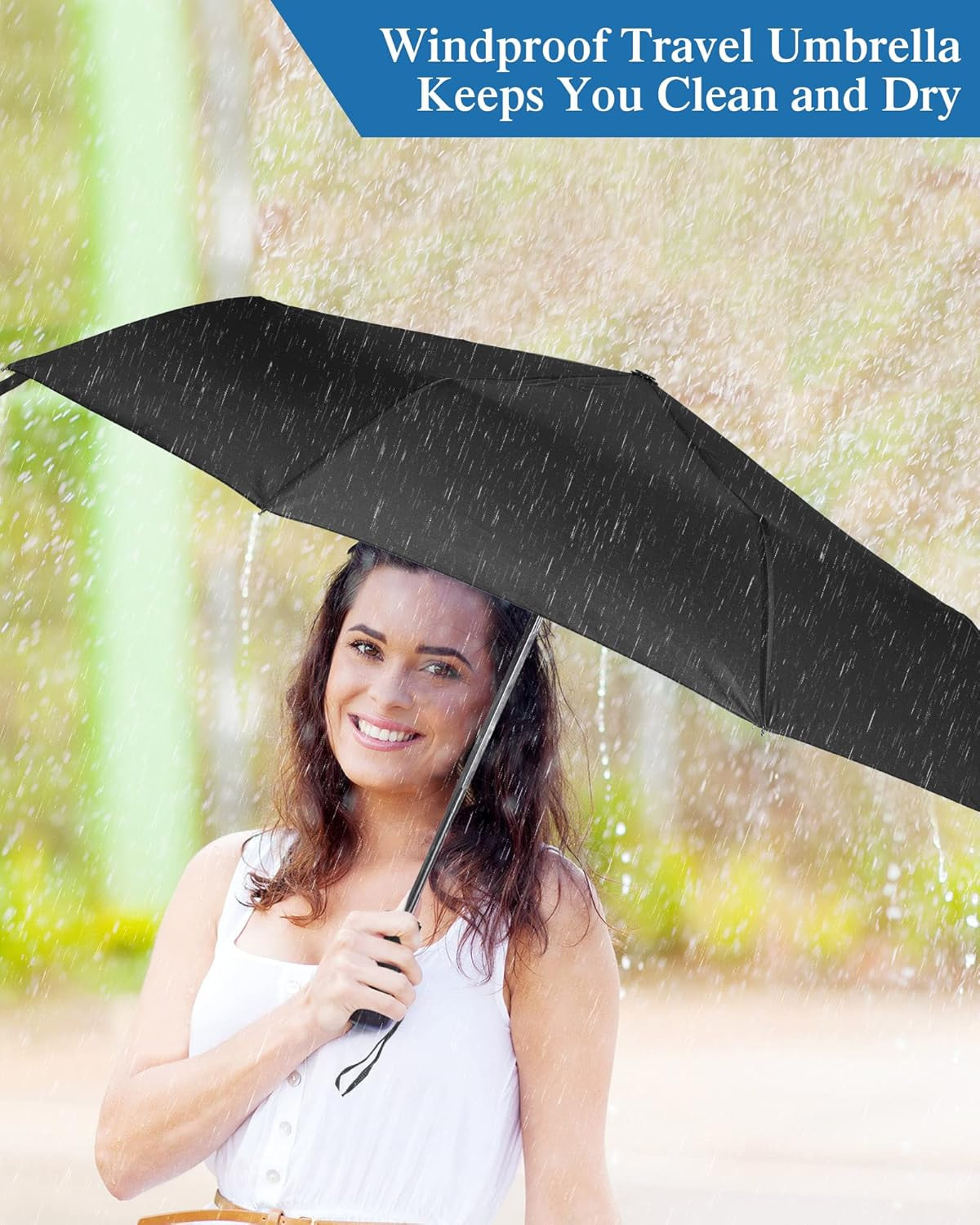 4Pc Windproof Travel Umbrellas | Folding Auto Open/Close Compact Rain Gear