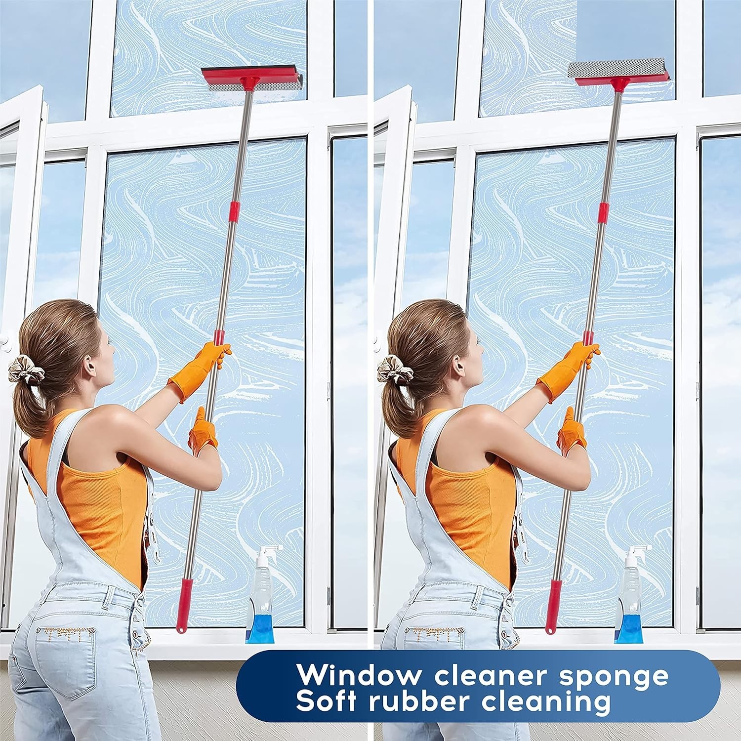 Compact Window Cleaning Kit: 2-in-1 Squeegee & Extension Pole for High Windows