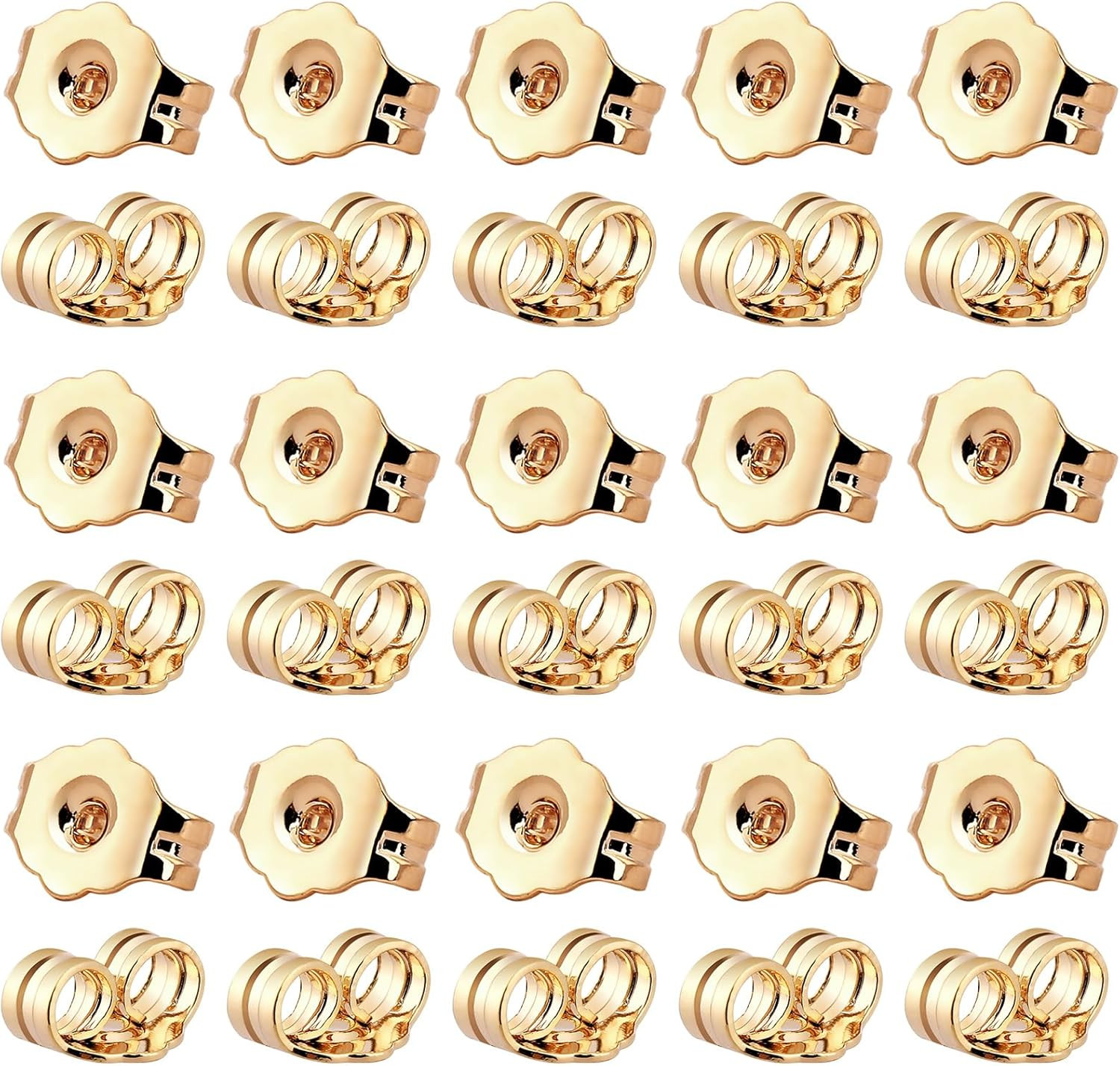30Pcs/15 Pairs Earring Backs for Studs Locking, 14K Gold Earring Back Replacemen