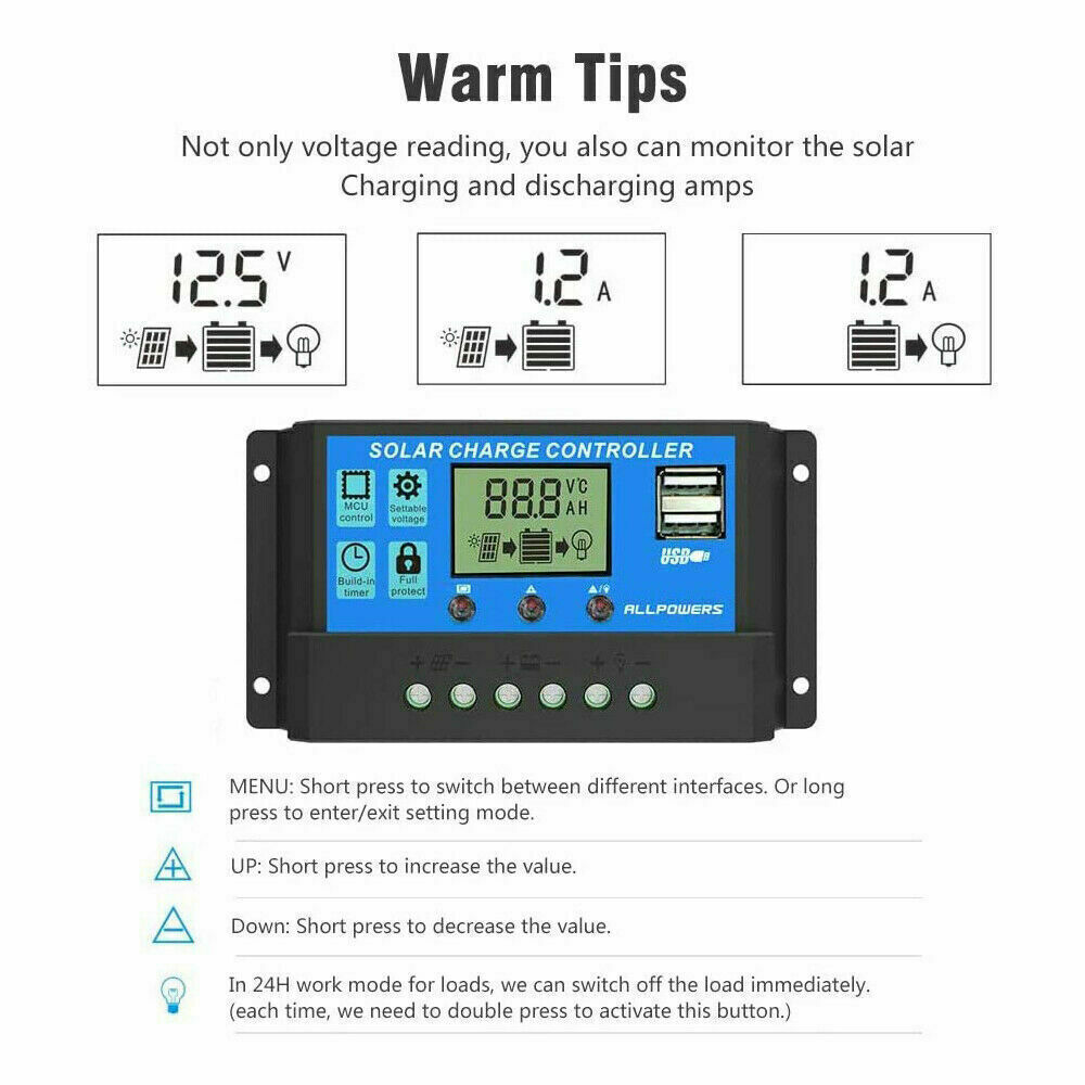 200W Solar Panel Kit 12V 100A battery Charger Controller Caravan Boat Outdoor
