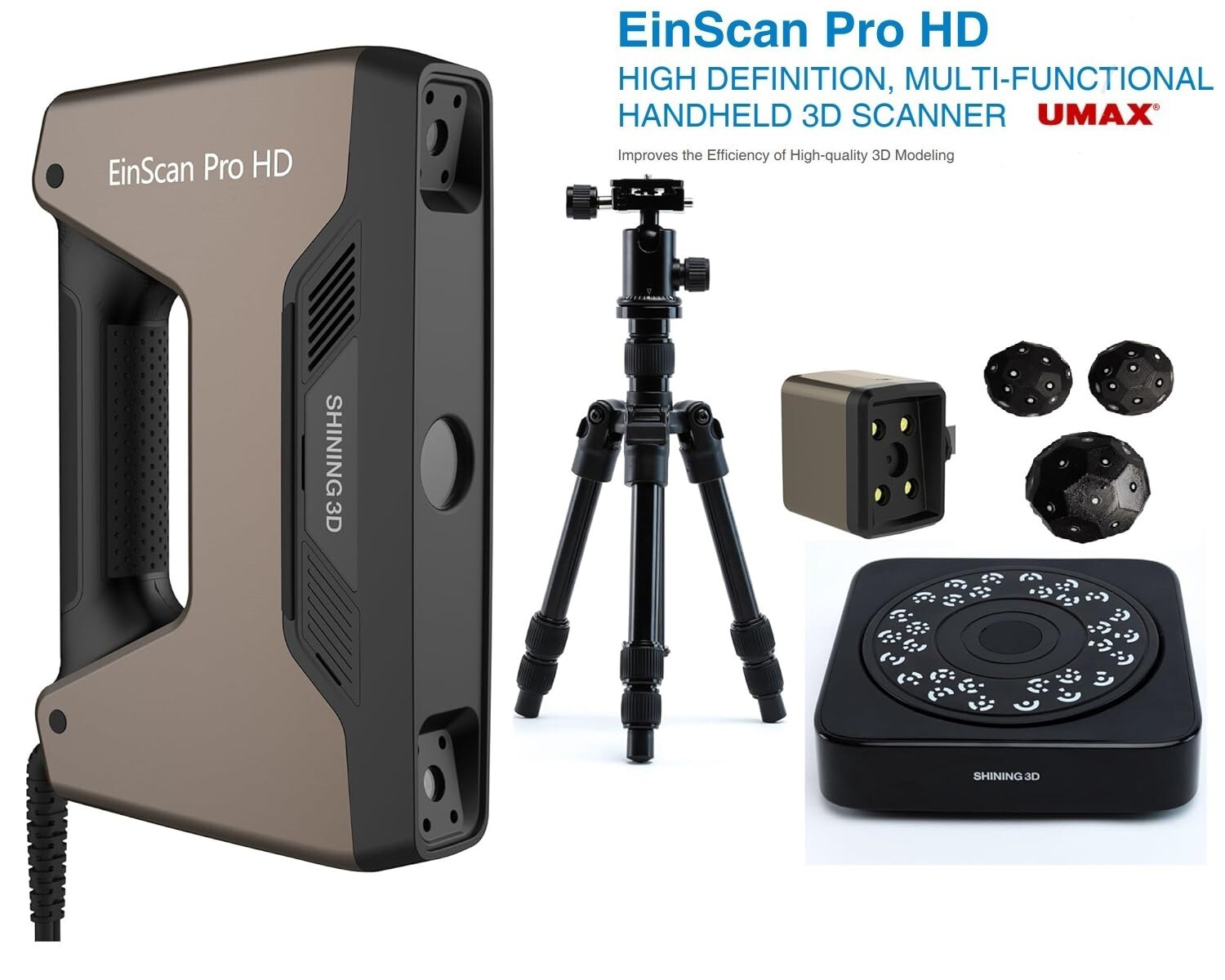 Shining3D EinScan Pro HD 3D Scanner w/ Turntable + Color Pack | 0.04mm