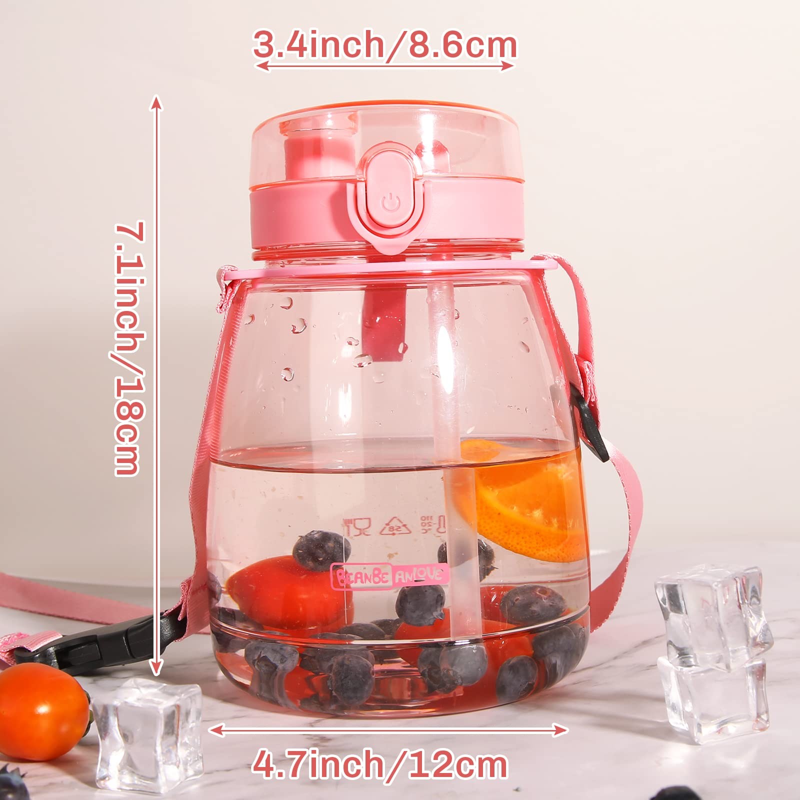 Pink Cute Water Bottles, Upgrade 45oz Water Bottles, Photo Artifact with Shou...