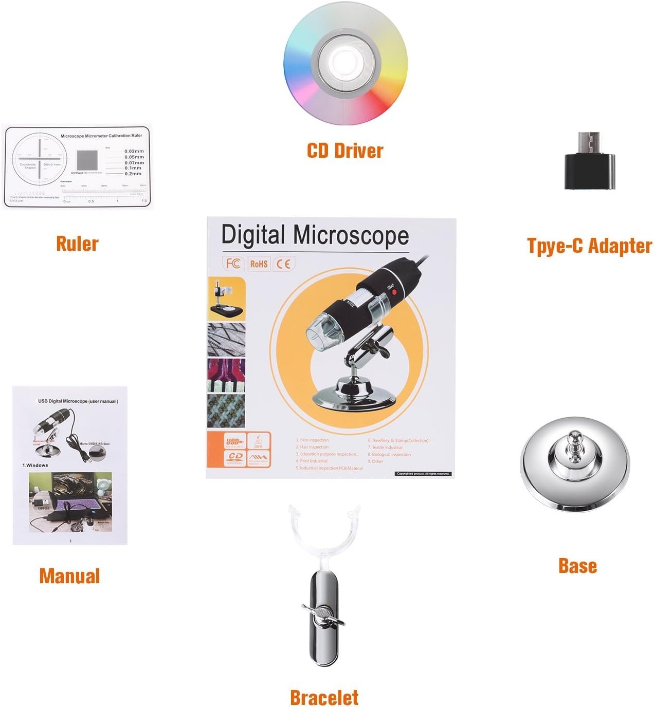 Advanced USB Microscope with 8 LED Lights and Wide Compatibility for Users