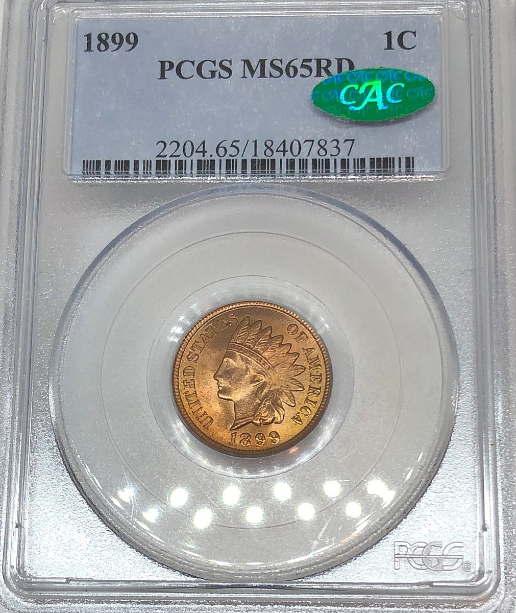 1899 INDIAN HEAD CENT PCGS MS65RD- CAC