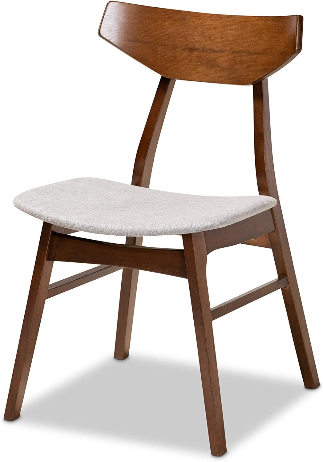 Lois Mid-Century Modern Transitional Light Grey Fabric Upholstered and Walnut Br