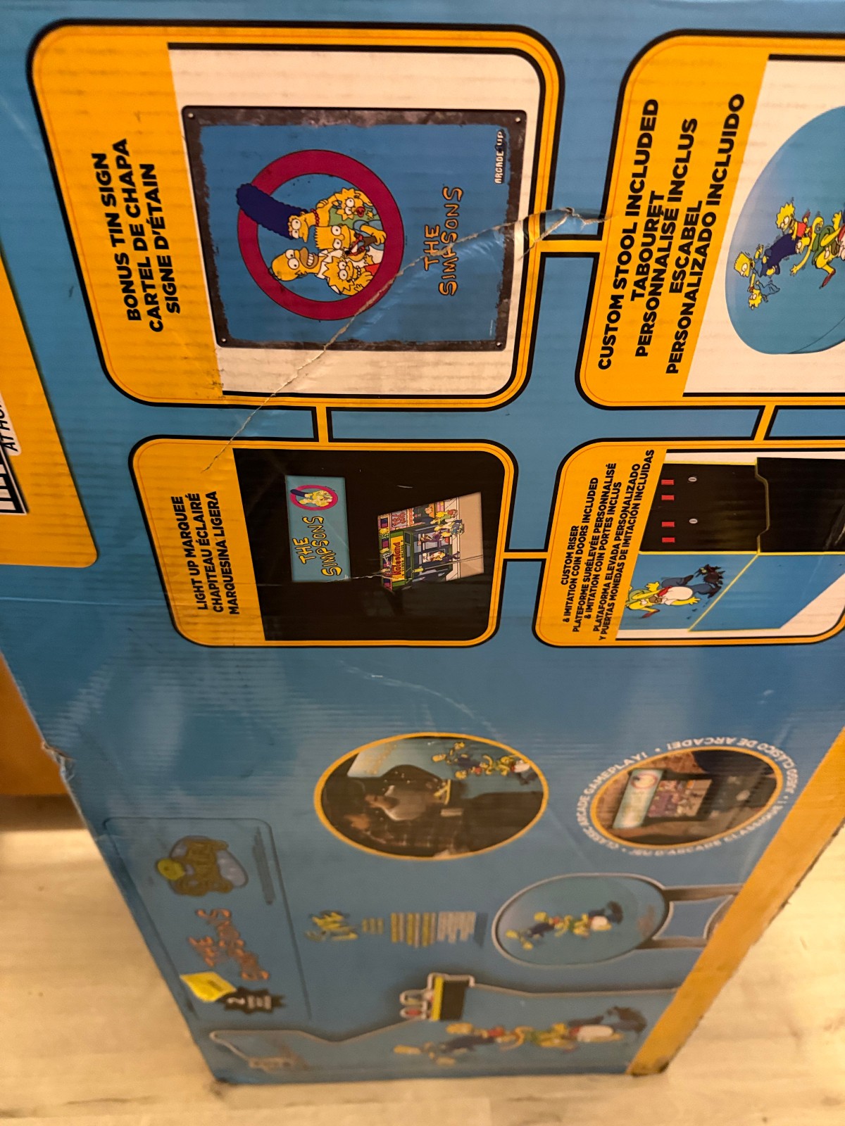 The Simpsons Arcade1up w/ Riser, Stool & Tin Sign Sealed in Box SIB Brand New!