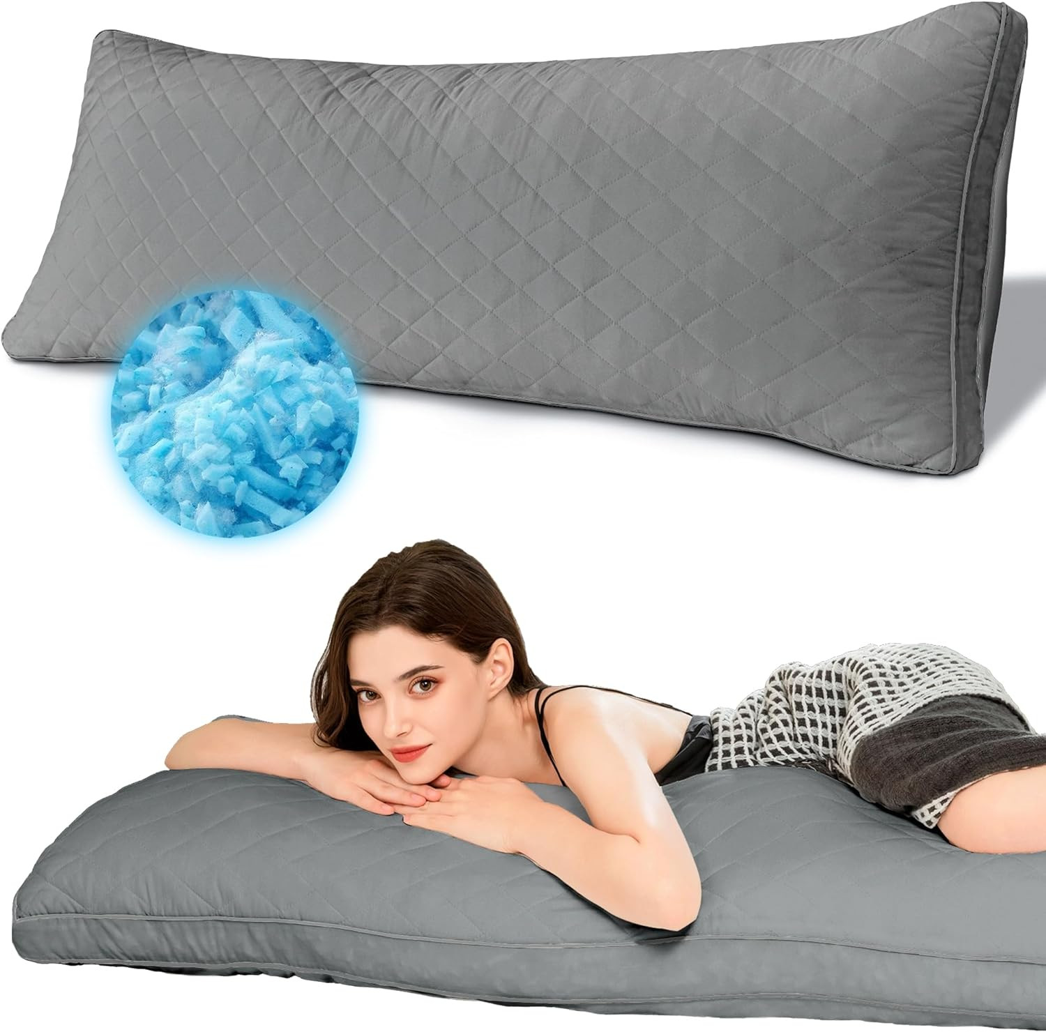 Memory Foam Body Pillow, Full Large Body Pillows for Adults, Firm & Fluffy Long