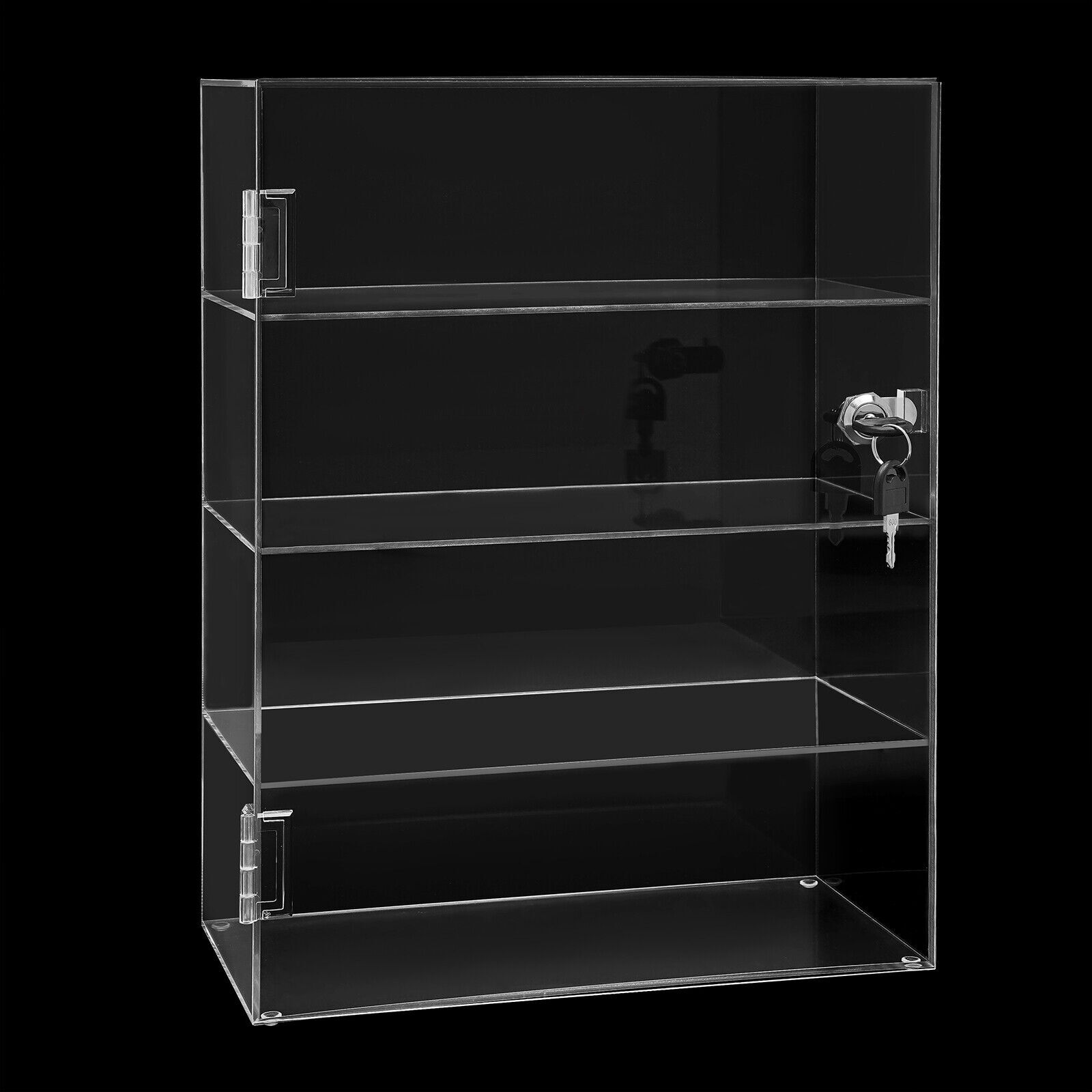 4-Layer Clear Acrylic Display Case 30 × 15 × 40 cm Lockable Countertop Showcase