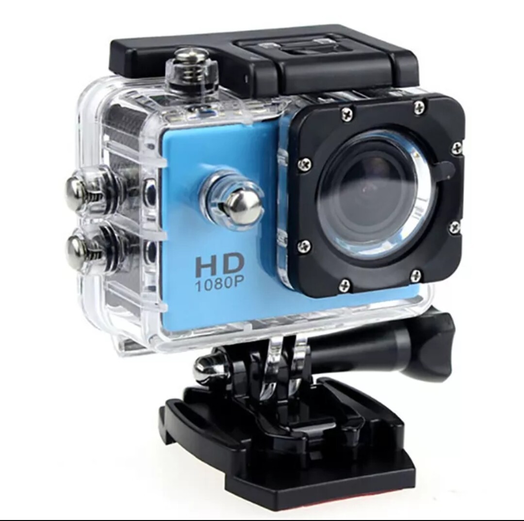 Sports Cam 1080P Waterproof 30M Action Full HD 2.0 In Screen Blue