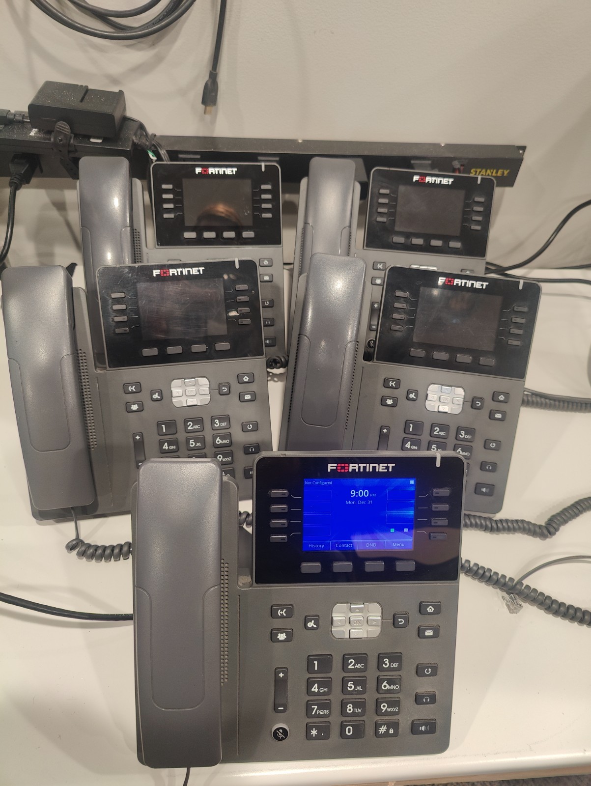 Lot of 5 Fortinet FortiFone-380 Mid Range VOIP Phone 3.5" Color Screen FON-380