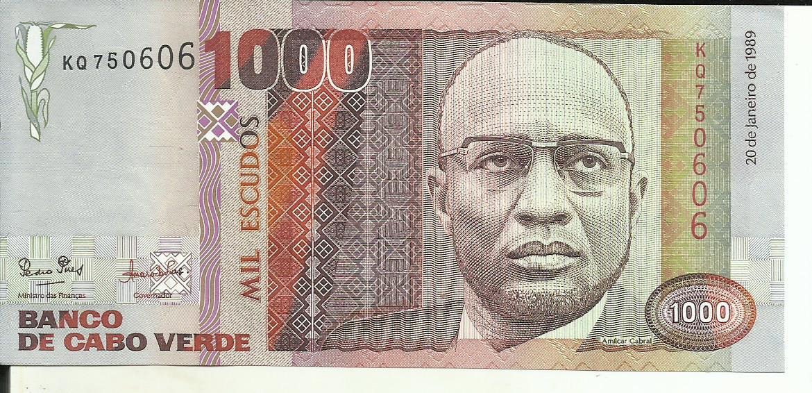 CAPE VERDE 1000 ESCUDOS 1989  P 60. UNC CONDITION. 6RW 15MAI