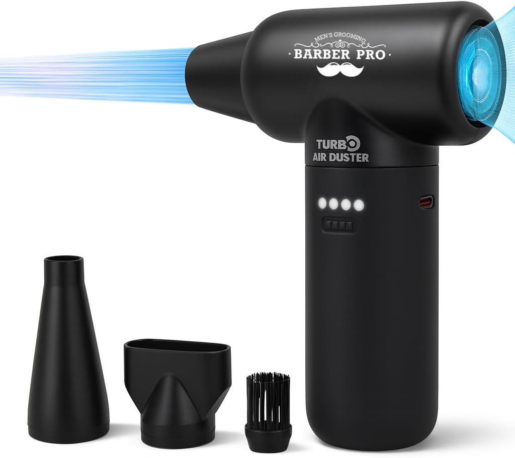 Compressed Air Duster - Electric Duster for Hair Barber, 3 Gear Mini Portable Je