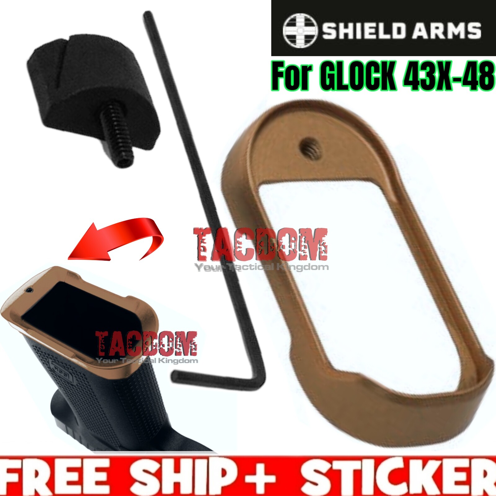 SHIELD ARMS for MUD CARRY Magwell Glock 43X & 48 - BILLET ALUMINUM for S15 mag