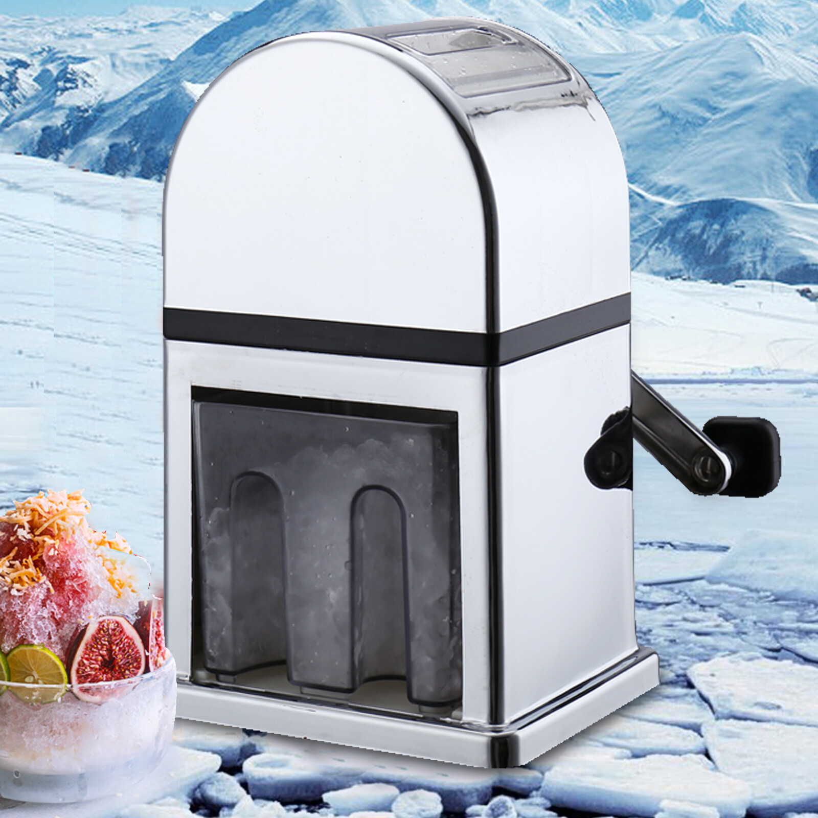 Hand Cranked Ice Crusher Ice Crusher Shaver Machine Stainless Crushed Ice Maker