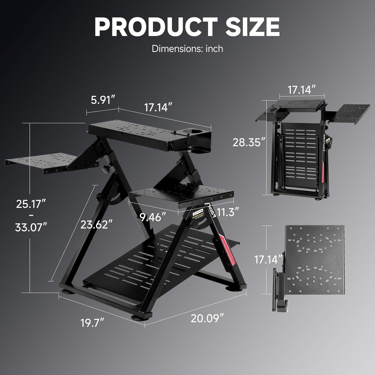 Flight Racing Simulator Stand - Fully Adjustable & Space-Saving Design