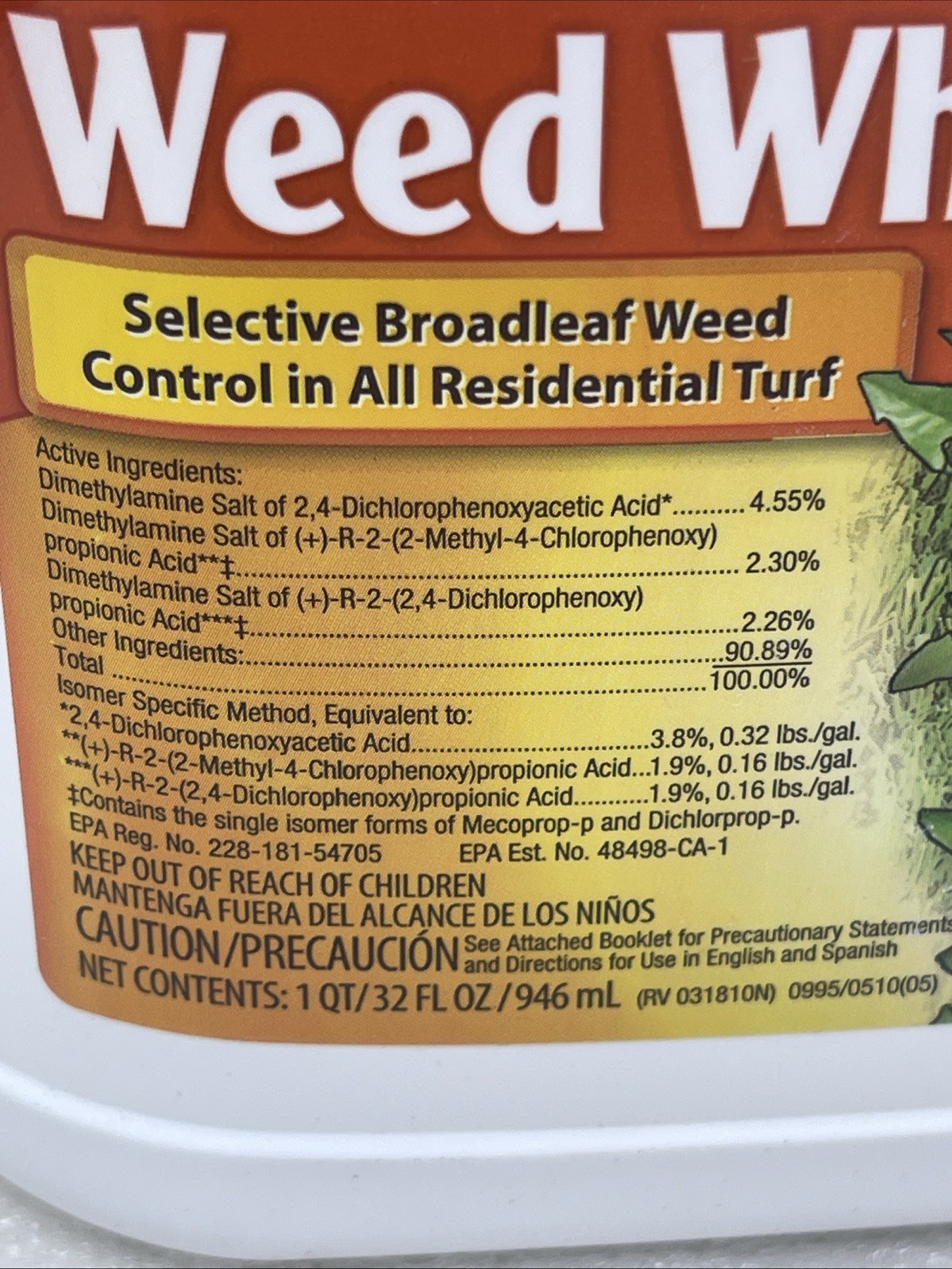 Monterey Weed Whacker Selective Broadleaf Weed Control Concentrate, 1 Qt (32 Oz)