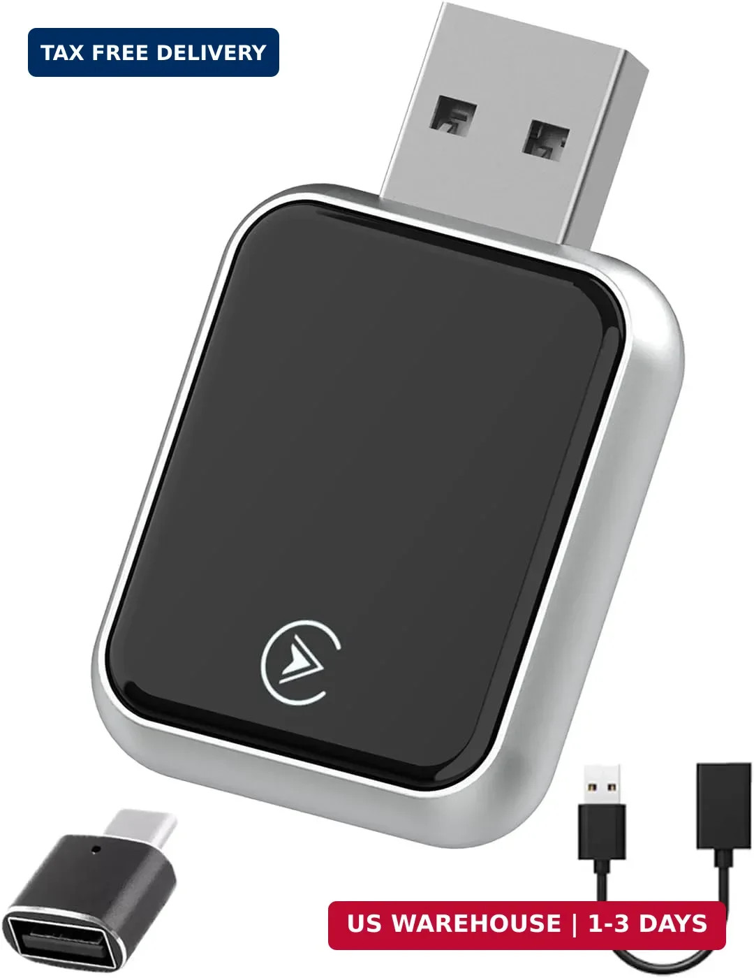 2026 Upgraded USB Wireless CarPlay Adapter for iPhone, Bluetooth 5.8 and Wi-Fi 6