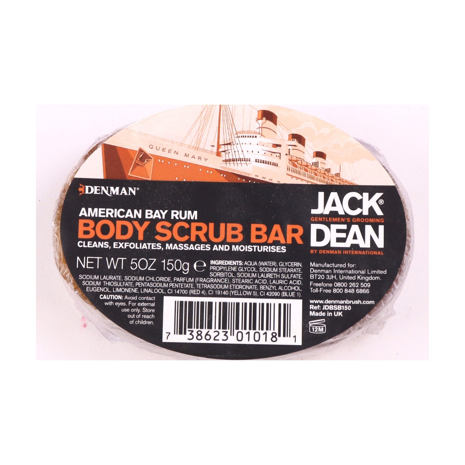 Denman Jack Dean American Bay Rum Body Scrub Bar 150g/5.0oz