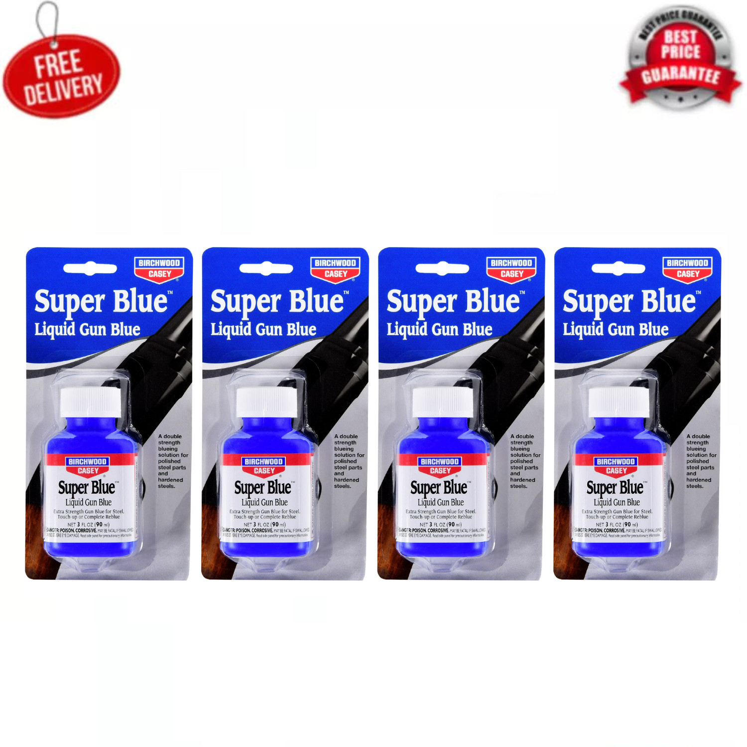4 PACK Casey SUPER BLUE Liquid Gun Blue FOR BLUEING POLISHED HARDENED STEELS