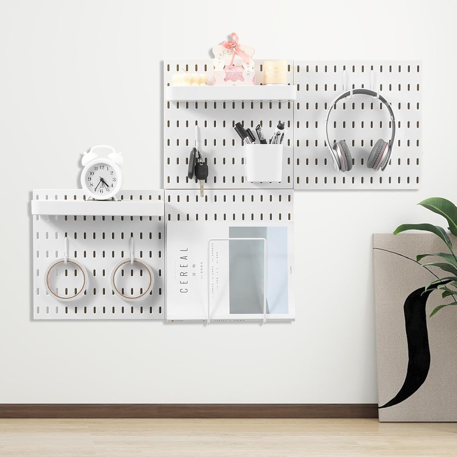 Pegboard Combination Kit, 11" X 11" Plastic Pegboard, 4 Panels, Peg Board Wall O