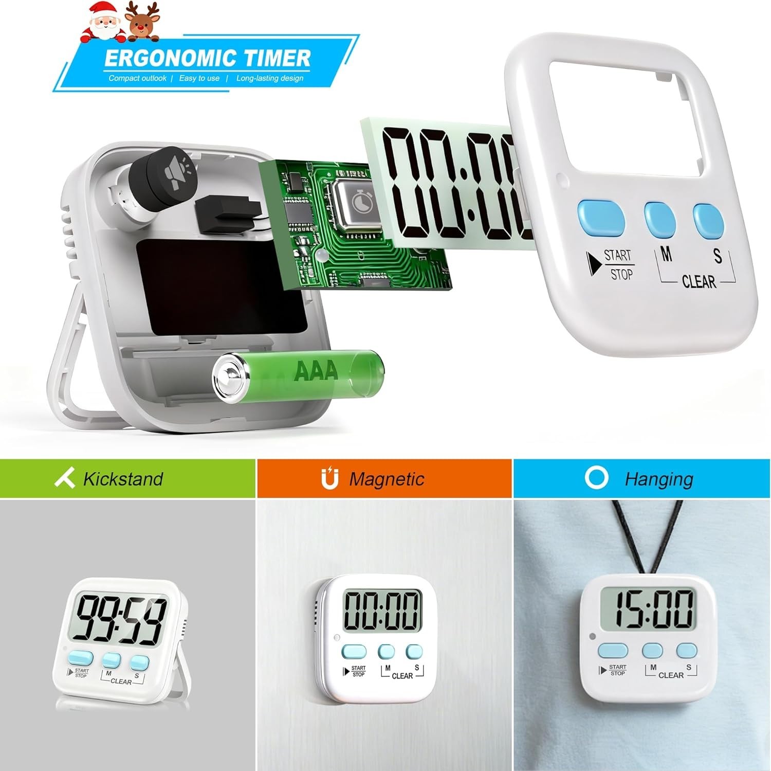 Large Display Digital Timer Set for Cooking, Study & Exercise - 2 Pack Included