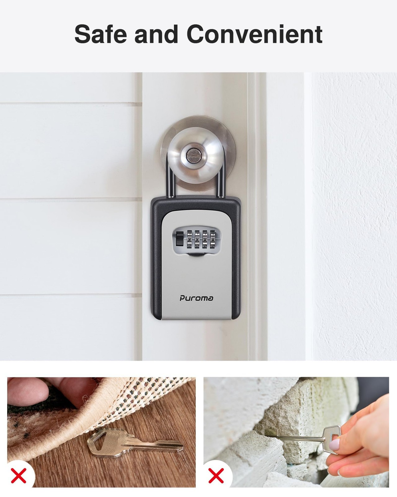 Key Lock Box, Large Resettable Combination, Portable Wall Mount | Secure Key
