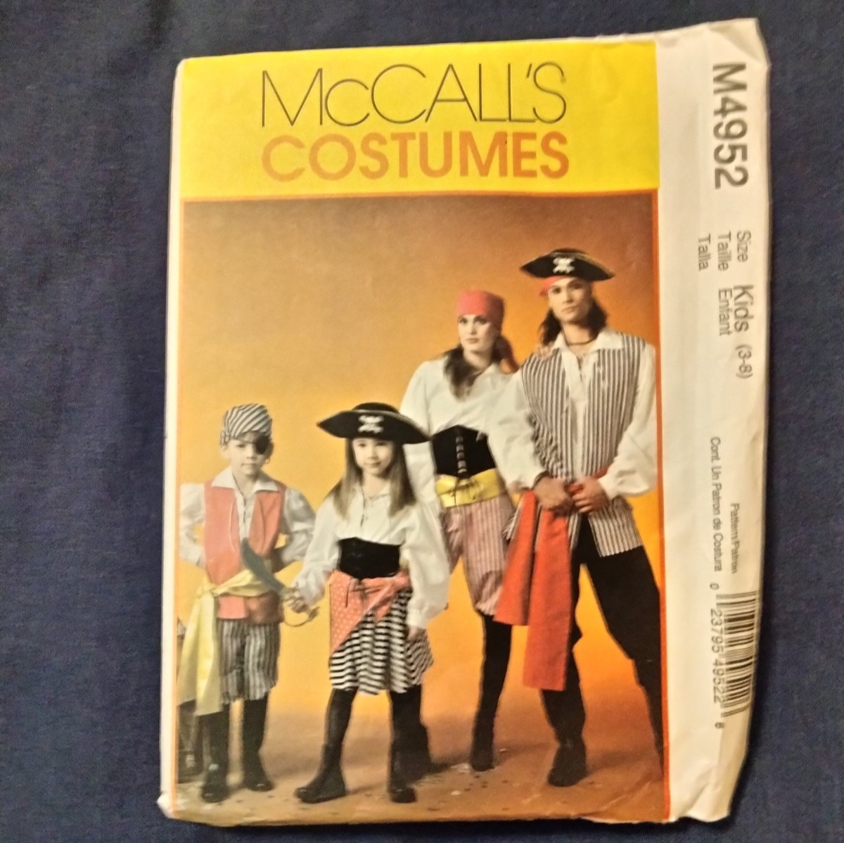 McCall's uncut sewing pattern costume M4952 Kids (size 3 to 8) Pirate Outfit