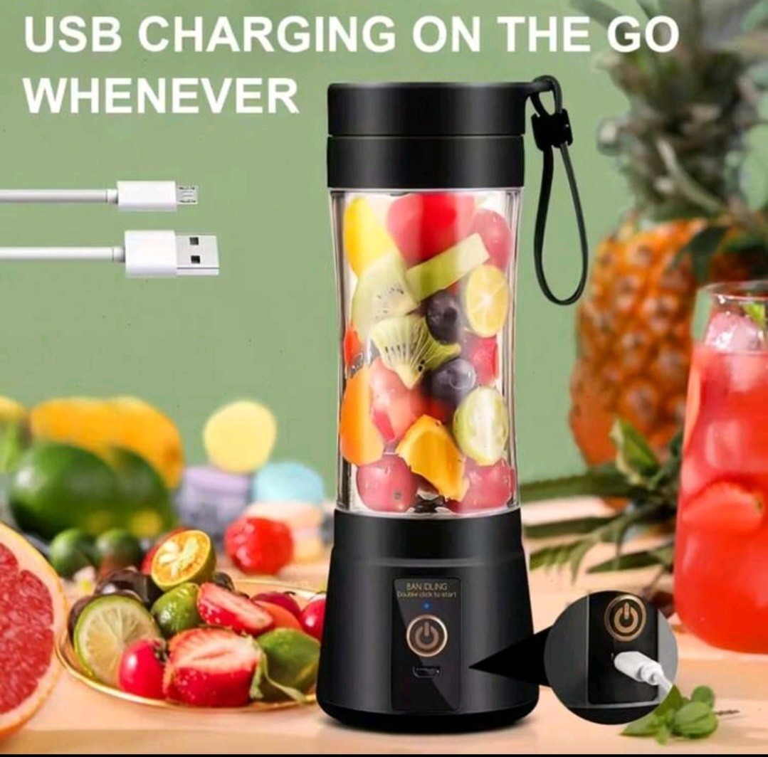 Portable And Rechargeable Battery Juice Blender 380 Ml Black Color