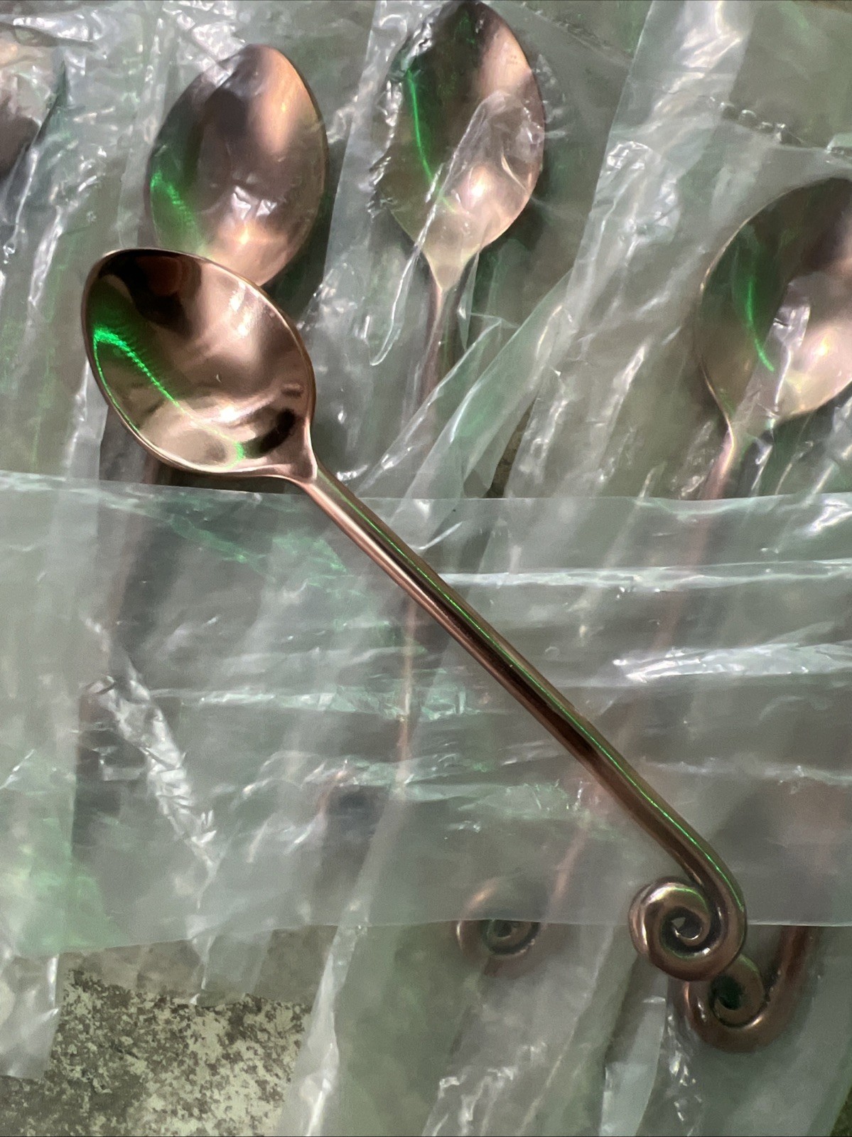 VIBHSA DESIGNER COPPER PLATED HANDCRAFTED TEASPOONS 6-PC SET