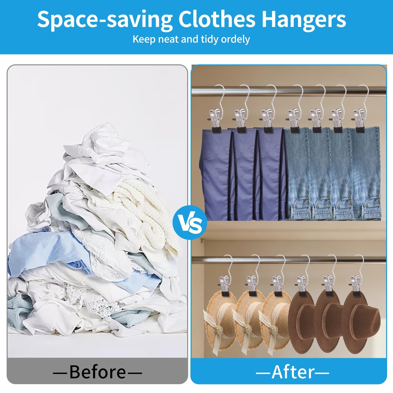 30 Pack Heavy Hanger Clips for Closet, Laundry Hooks Hanging Black