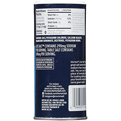 Morton Lite Salt Reduced Sodium Salt 11 Ounce Pack Of 6 Culinary Essential