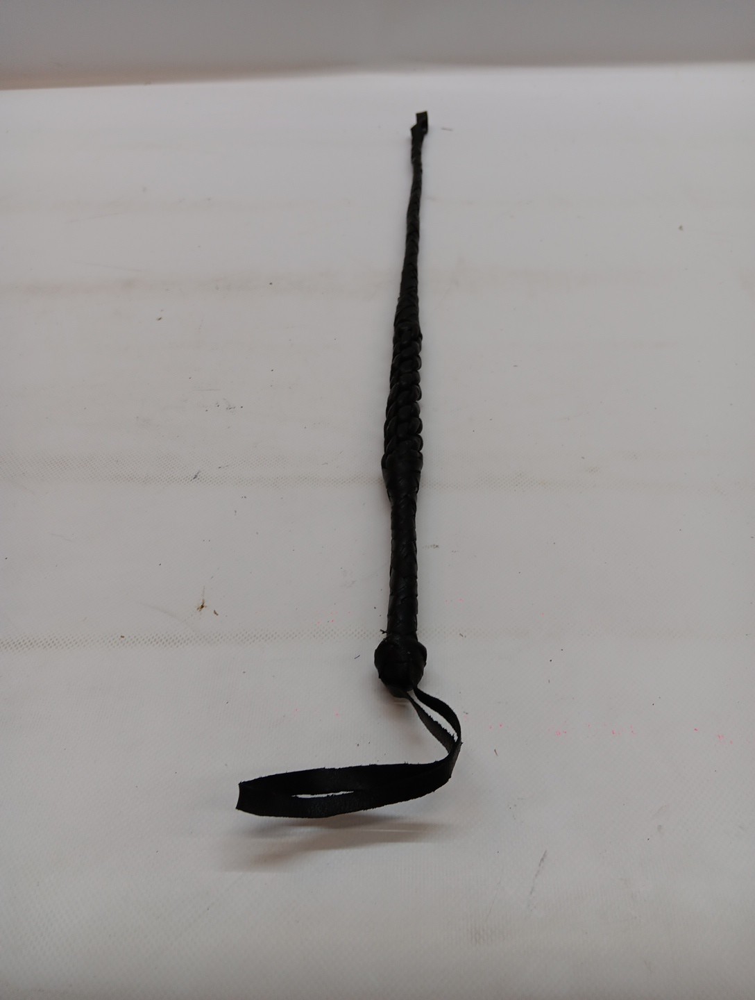 26" Black Leather Riding Crop With Wrist Strap