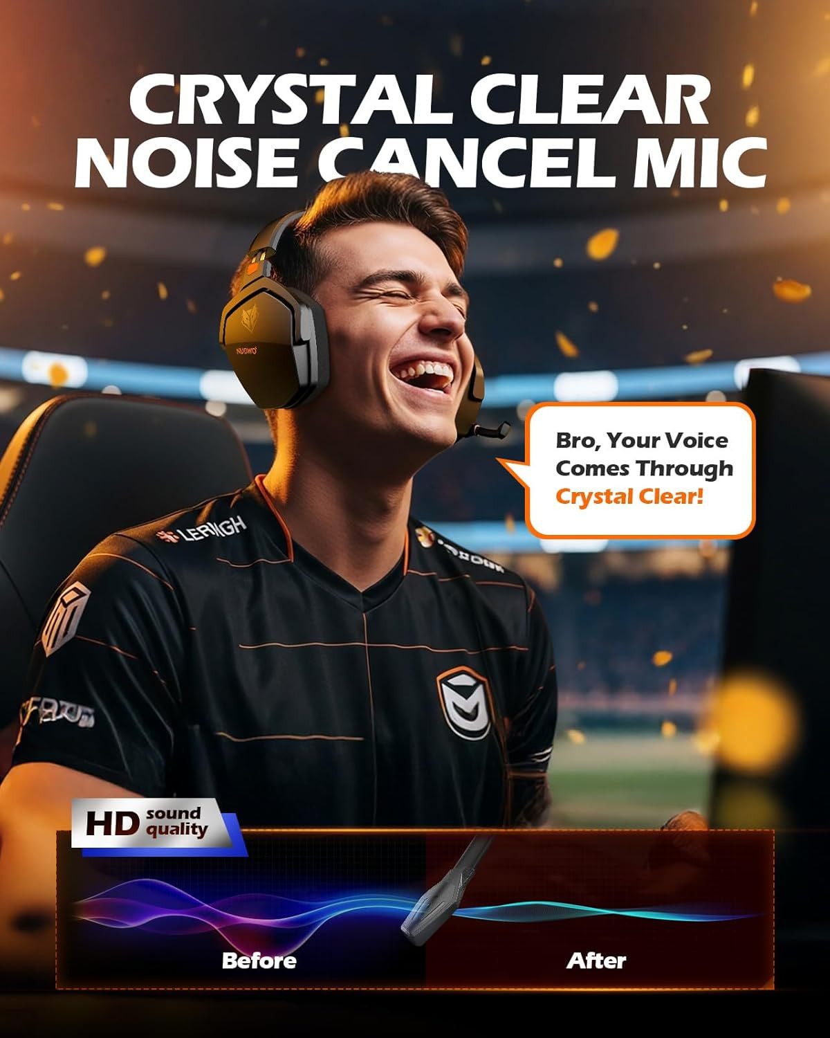NUBWO Wireless Gaming Headset with Mic for Ps5 Ps4 PC, Zero Interference, 100-Ho