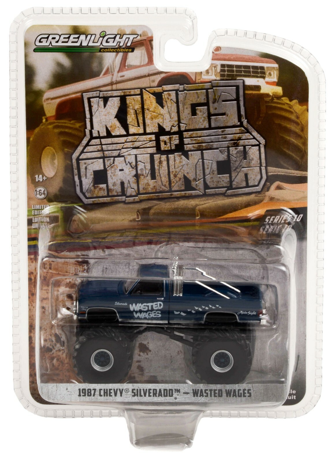 GreenLight *KINGS CRUNCH 10* WASTED WAGES 1987 Chevy Silverado Monster Truck NIP