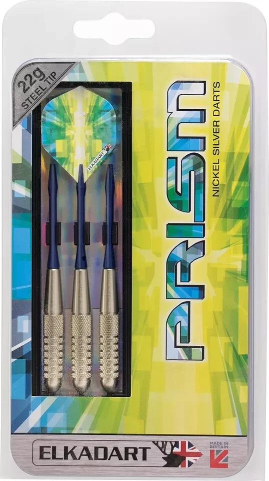 Elkadart Prism Steel Tip Darts with Storage/Travel Case 22 Grams, Silver, 22g US