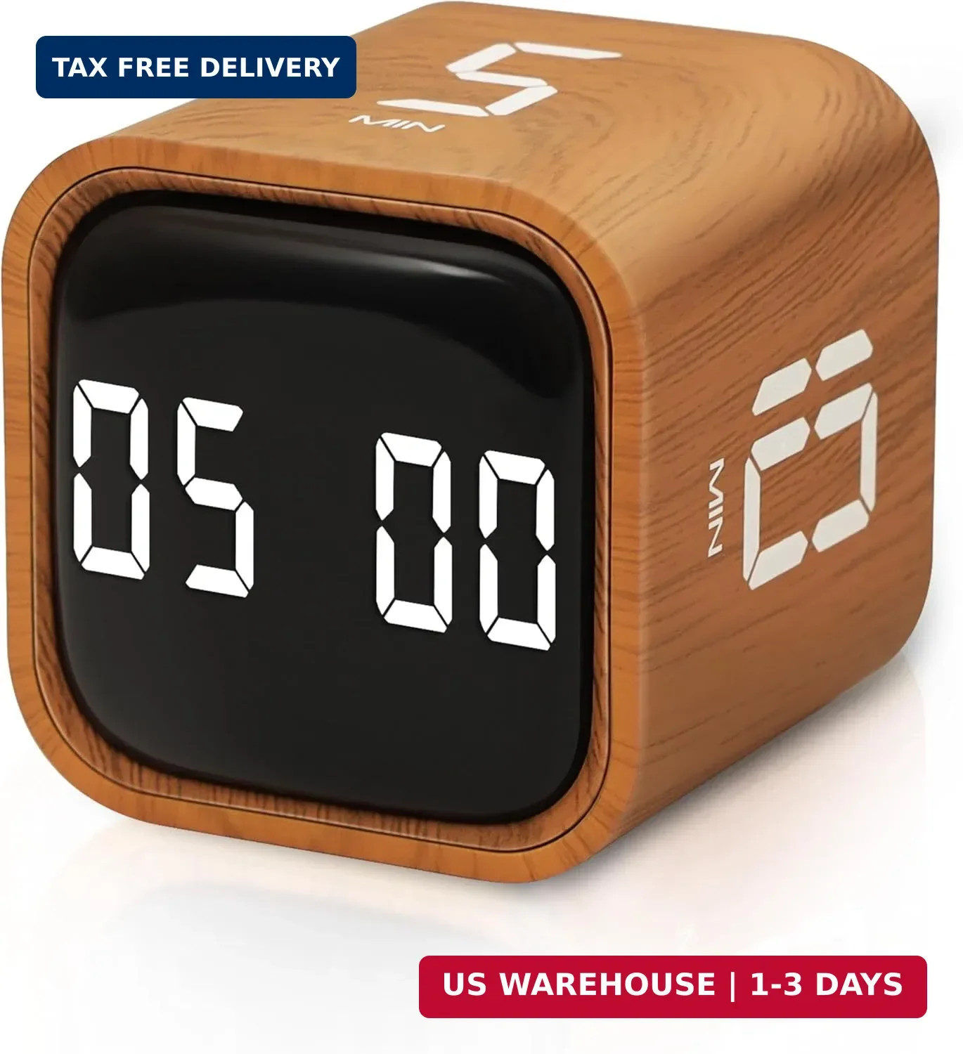 VEWINGL Cube Productivity Timer, 5/10/30/60 Min Presets + Custom Countdown, Sile