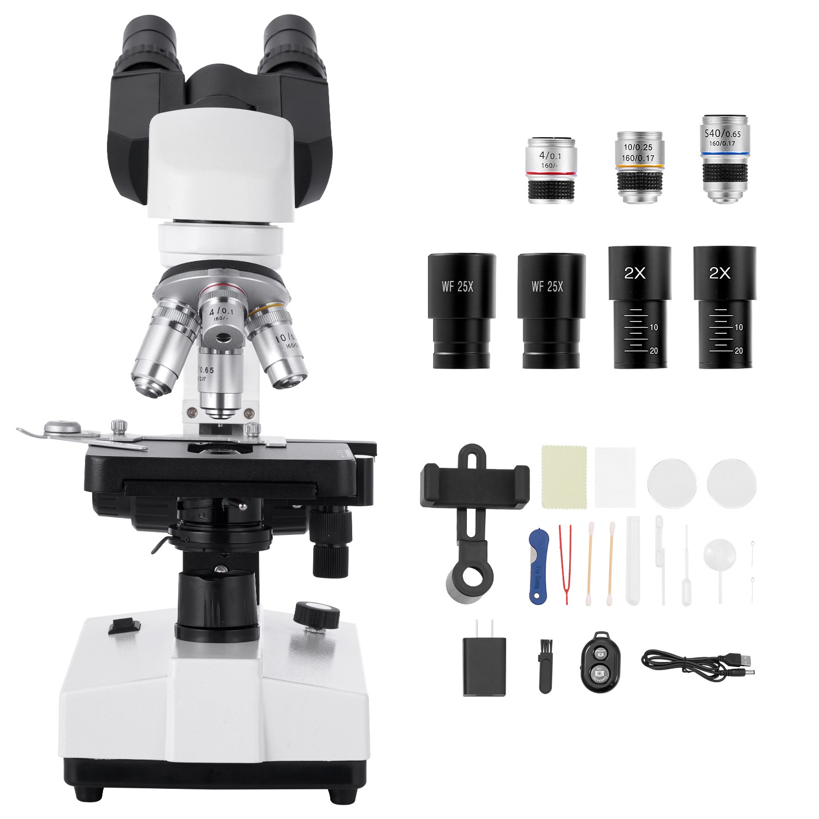 Uimoso Binocular Compound Microscope Kit 40-5000X Dual Stage Two Eyepiece Sets