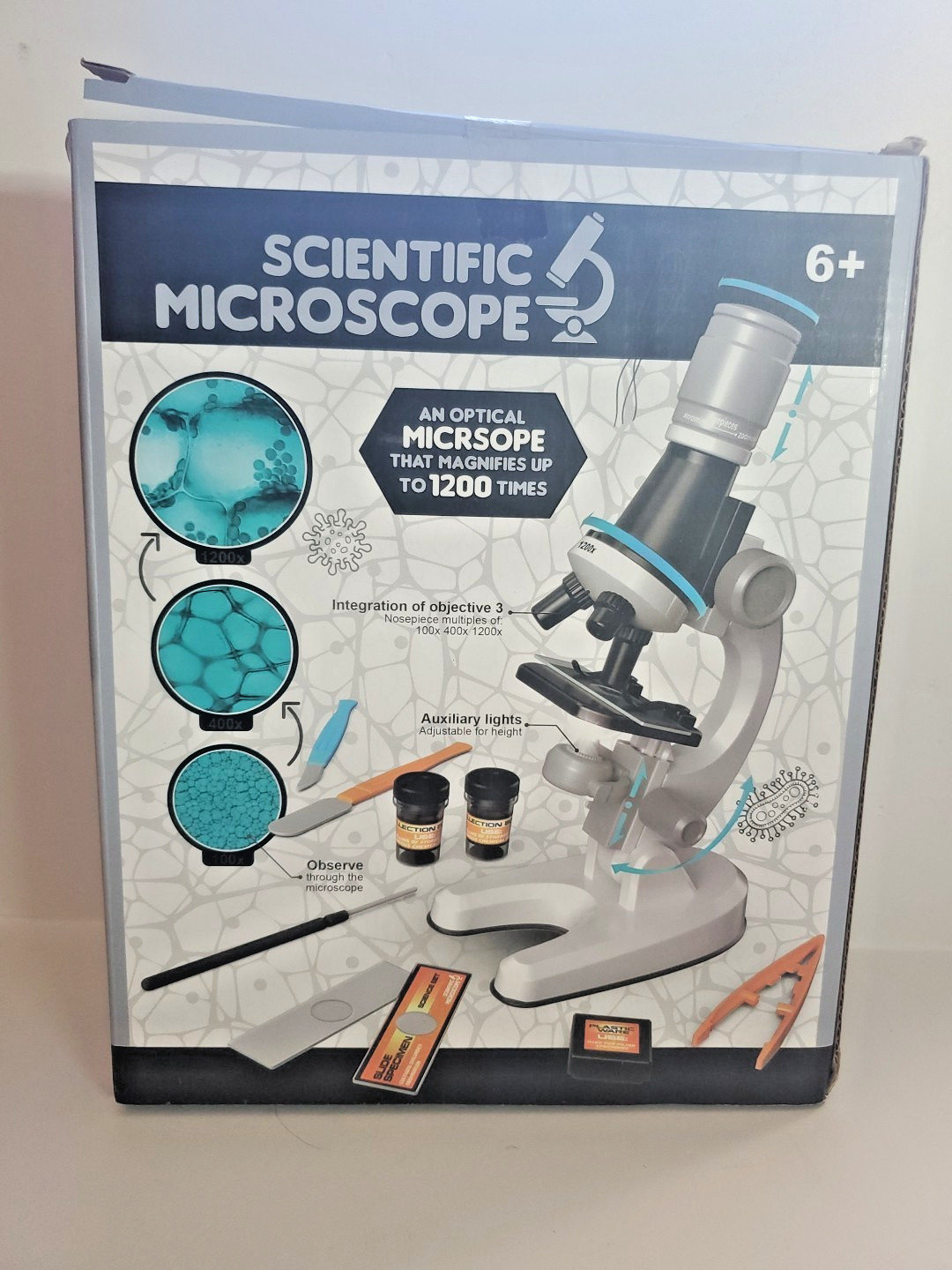 Kids Microscope Kit: 100X-1200X Magnification Science Toy & Lab Set