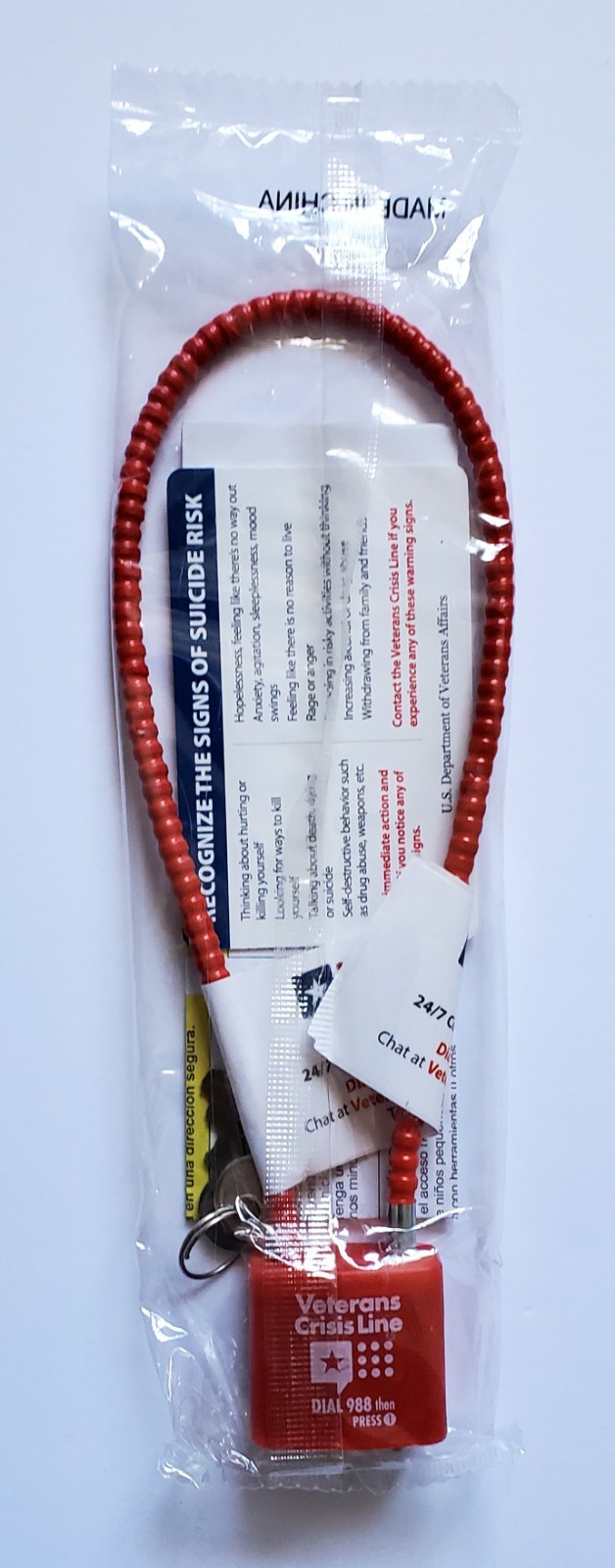 Regal Firearms Orange/Red Glock 15" Gun Cable Lock R15SC3 Veterans Crisis Line