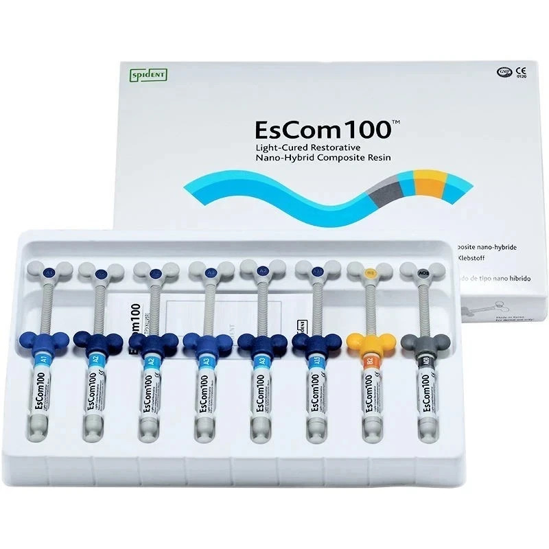 EsCom100 Spident Light-Cured Restorative NanoHybrid Dental Composite Kit A1