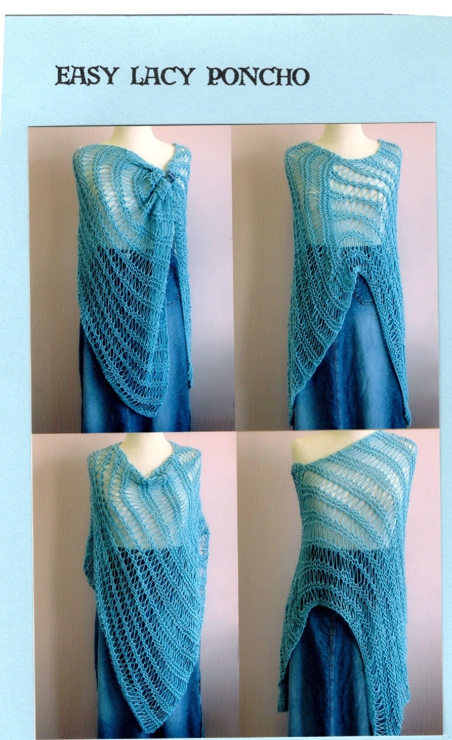 Idle Hours Knitting Pattern BB43 - Easy Lace Poncho - Teen or Adult Size