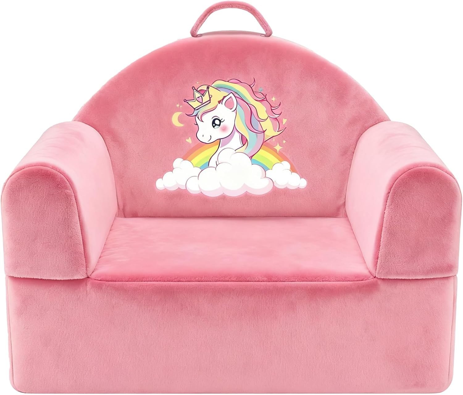 Kids Sofa Chair Pink Unicorn Toddler Chair Removable Washable Cover Cozy Velvet