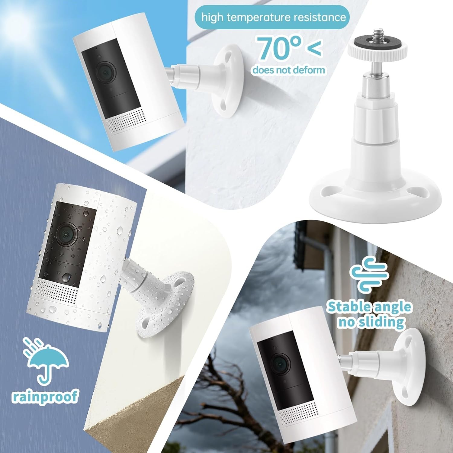 Adjustable Weatherproof Camera Mount for Ring - 2 Pack with No Drilling Required