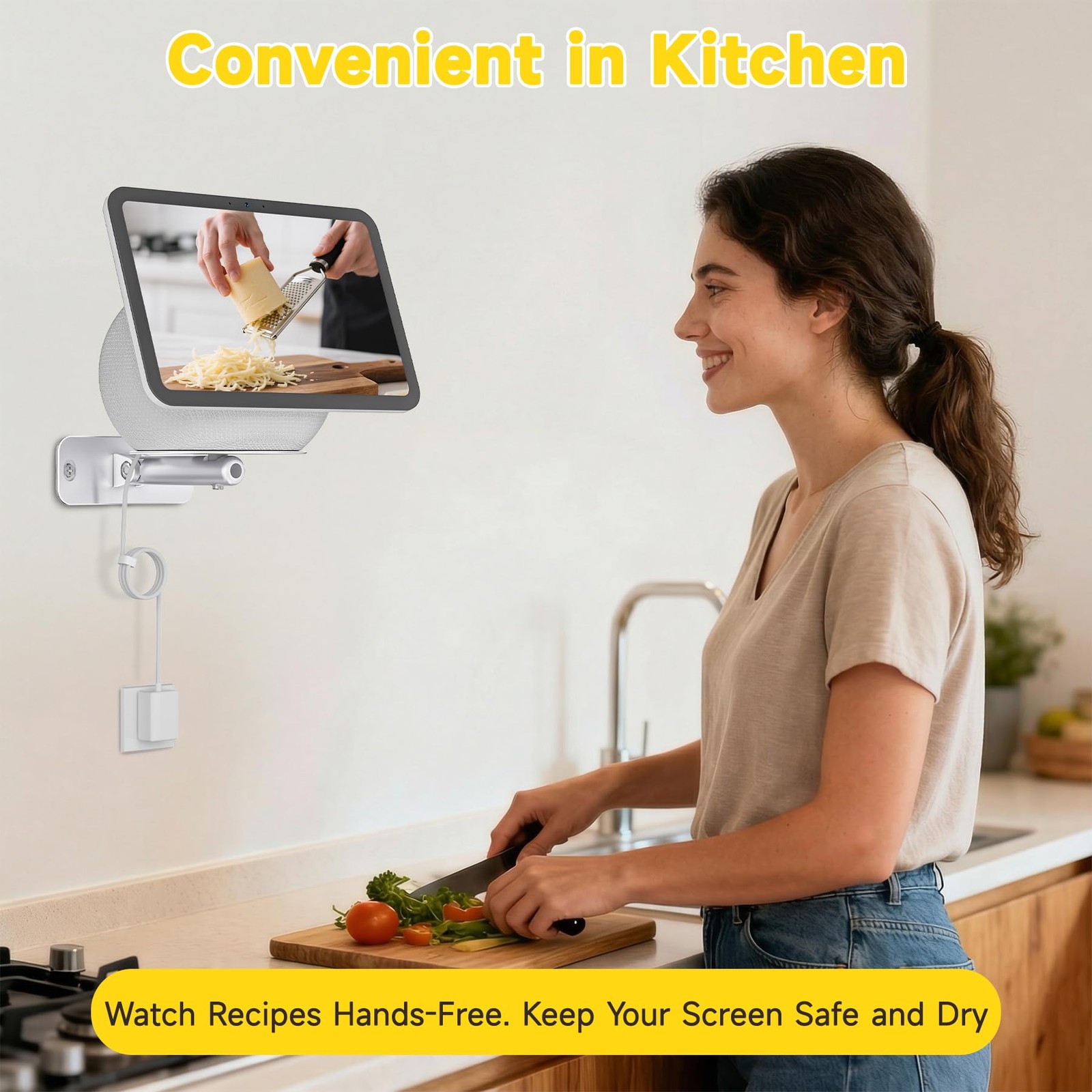 Wall Mount for Echo Show 11 & 8 - Aluminum Adjustable Bracket with Cable