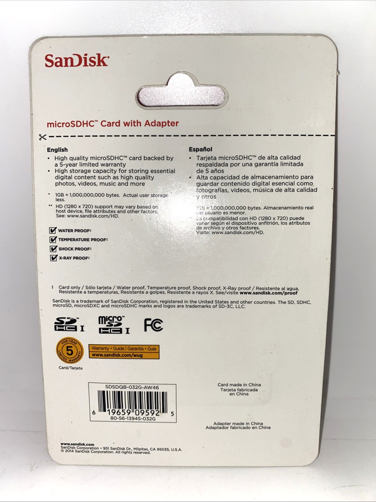 Sandisk 32 GB MicroSDHC Card with Adapter