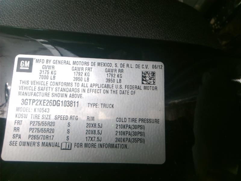 SIERDEN15 2013 Fuse Box Cabin 8656056