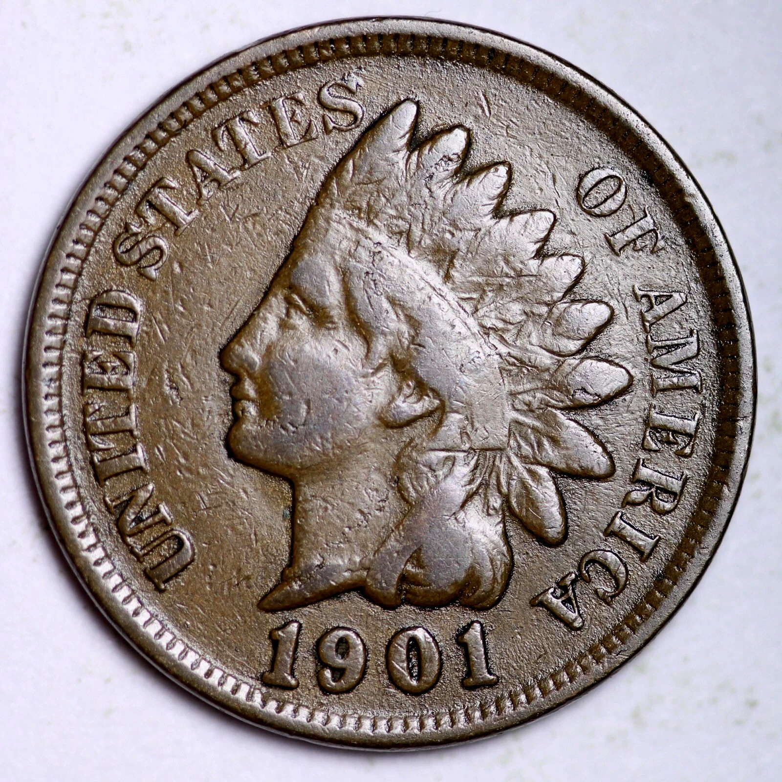 1901 Indian Head Cent Good-Fine (G-F) Average Circulated Condition Bronze Penny
