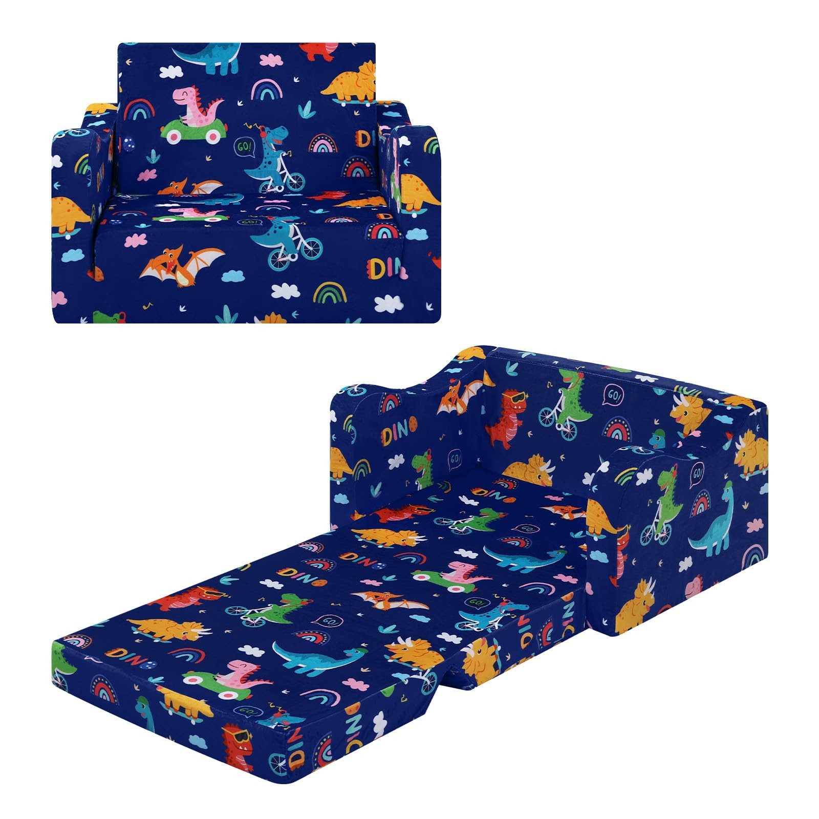 Comfy Couch, 2-in-1 Folding Sofa Bed for Boys, Convertible Sofa to Lounger Co...