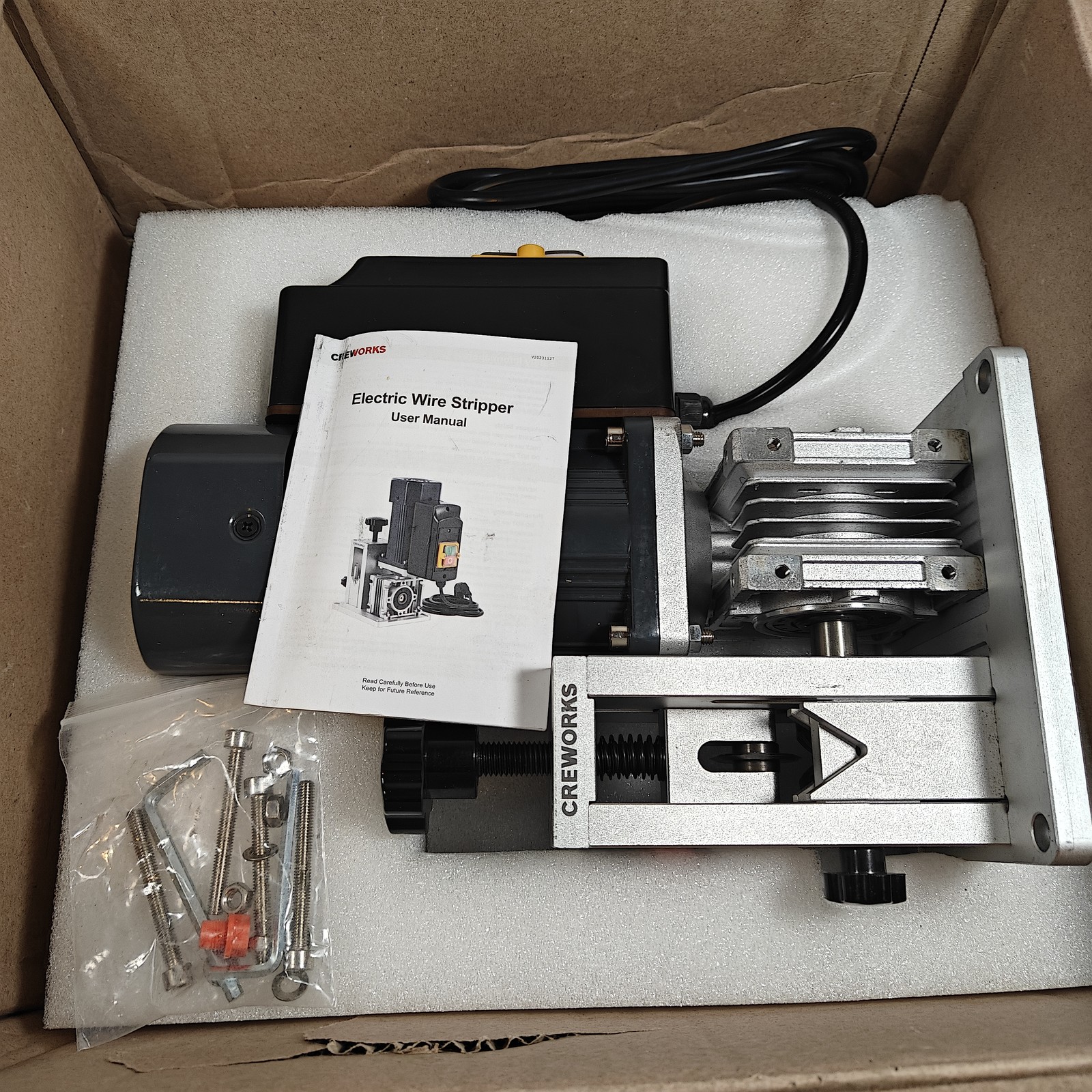 CREWORKS Electric Wire Stripper Machine, 0.06"-0.9" Automatic Wire Stripper